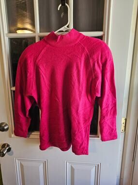 Vintage 80s Outlander Studio Hot Pink Angora Wool Mock Neck Sweater Womens M